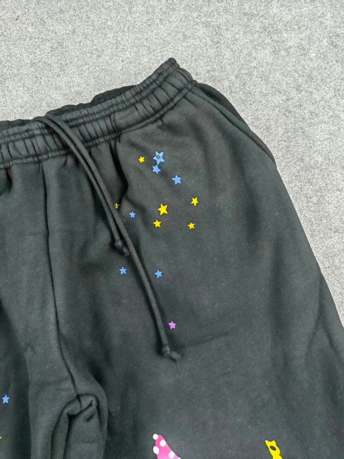 Sp5der Young ThugSp5der pink letters logo black pants