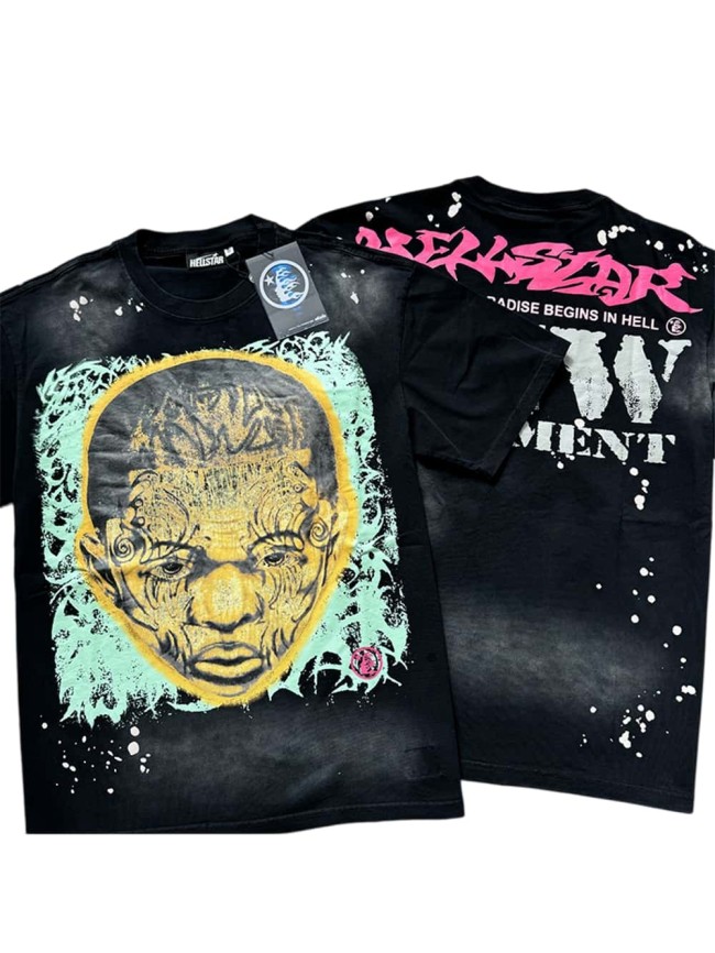 Hellstar Studio Portrait Splash Ink Print Washed tee 27624211
