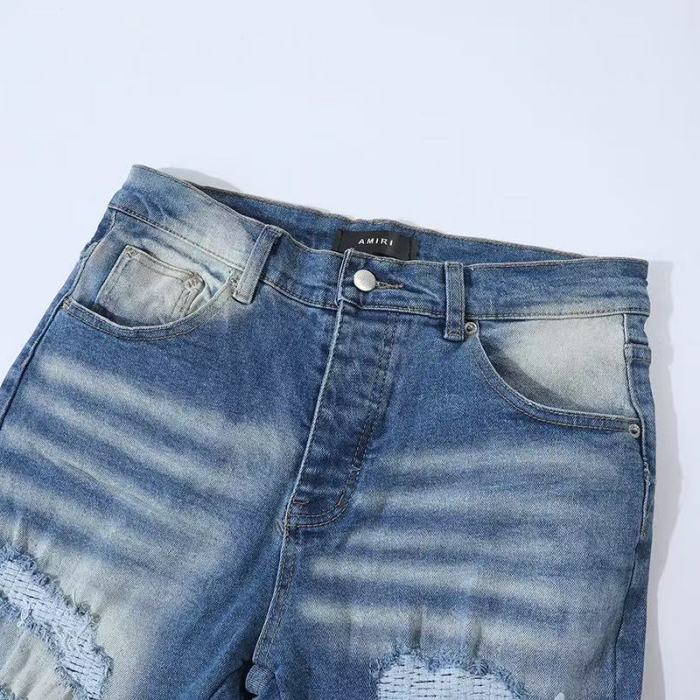 Amiri 1:1 quality version Washed Boro Repair Distressed Hollywood Skull Print Skinny Jeans 29491561