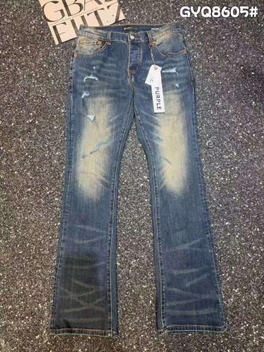 Purple Brand 1:1 quality version Blue Yellow Faded Wash Ripped Detail Slim Flare Jeans 29493408
