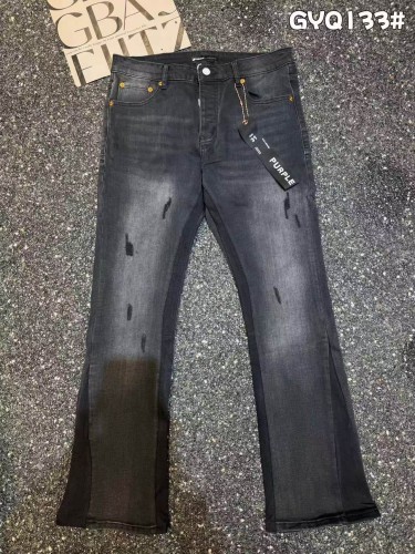 Purple Brand 1:1 quality version Washed Vertical Scratch Contrast Side Panel Slim Flare Jeans 29493400