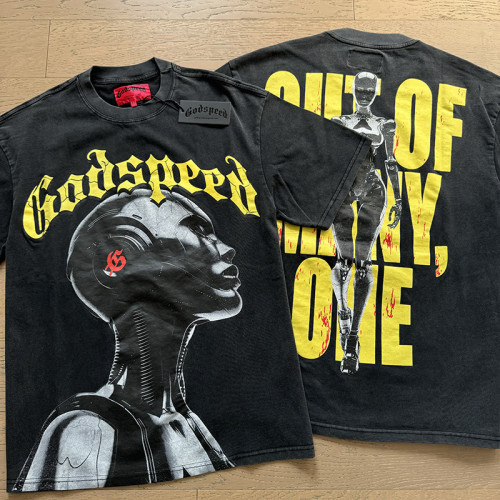 [50% Off]Godspeed 1:1 quality version Broken Letter Robot Print Washed Version Tee 27693121