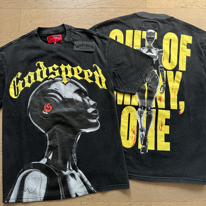 [50% Off]Godspeed 1:1 quality version Broken Letter Robot Print Washed Version Tee 27693121