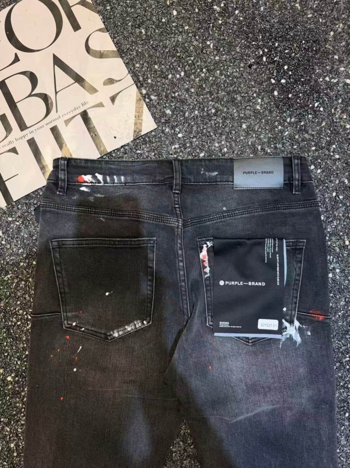 Purple Brand 1:1 quality version Washed Patched Ripped Paint Splatter Slim Flare Jeans 29493397