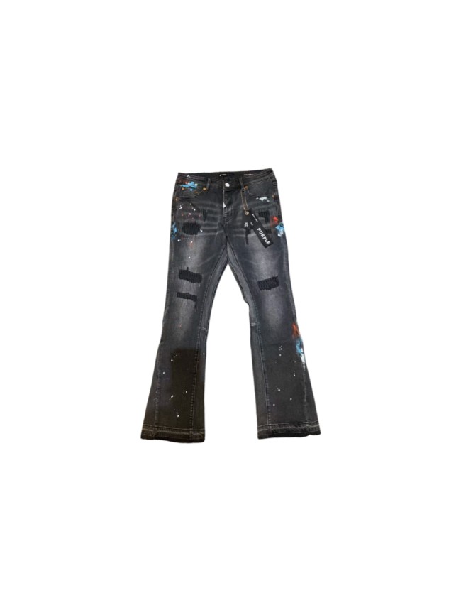 Purple Brand 1:1 quality version Washed Patched Ripped Paint Splatter Slim Flare Jeans 29493397