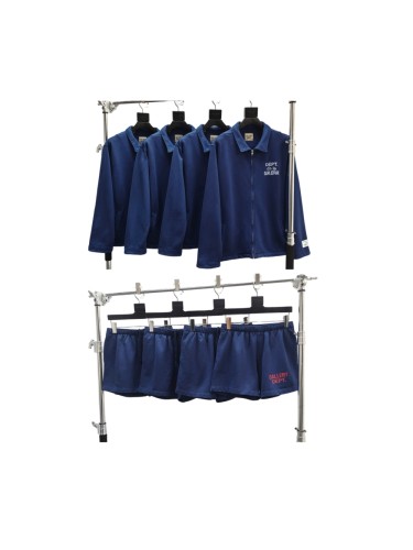 GaIIery Dept. [Big & Tall for weights up to 260 lbs]1:1 quality version French Slogan Collared Full Zip Up Jacket & Shorts Set 29493793