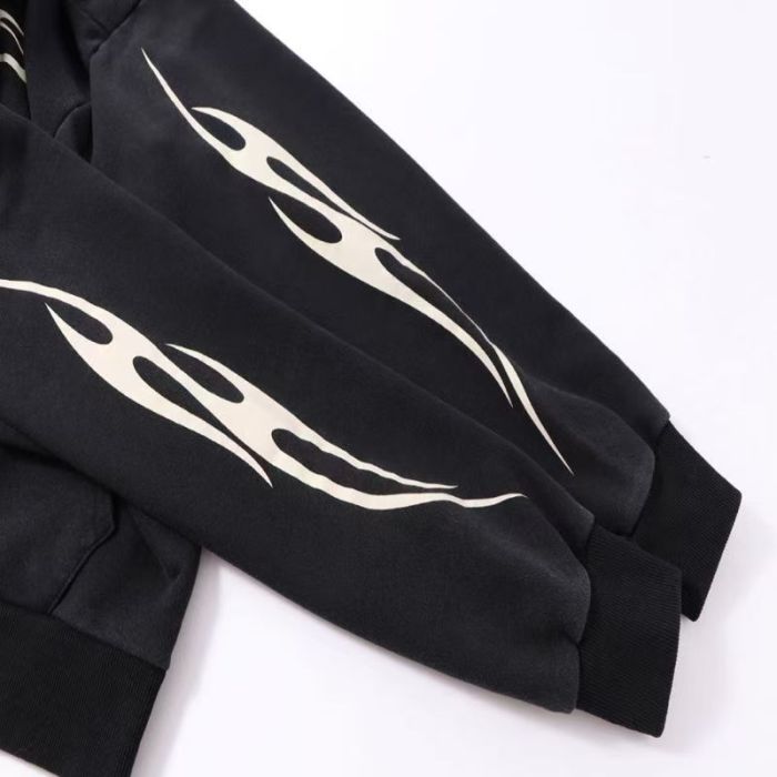Hellstar Studio S-Shaped Flame Streamline Logo Vintage Washed Full-Zip Unisex Hoodie 29493592