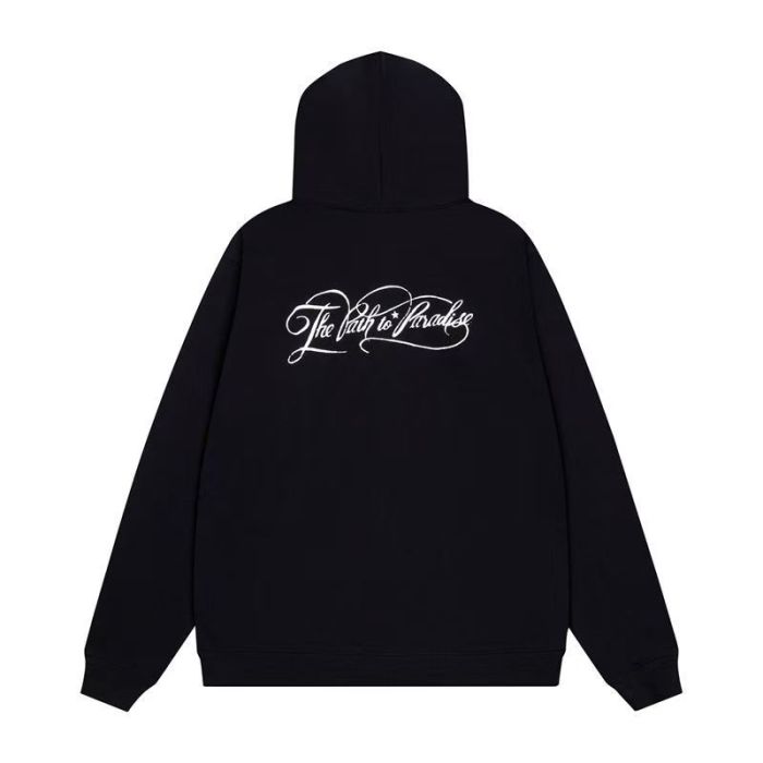 Hellstar Studio Mini Flame Hand Logo Vintage Script Print Full-Zip Hoodie 29493600