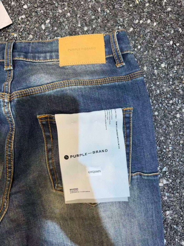 Purple Brand 1:1 quality version Blue Yellow Faded Wash Ripped Detail Slim Flare Jeans 29493408