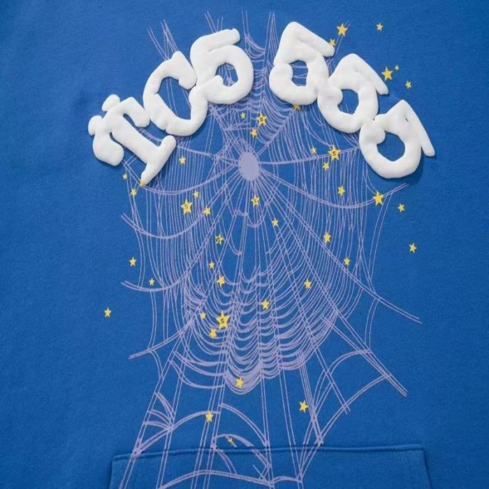 Sp5der 555 3D Puff Print Lavender Spider Web Star Hoodie 29493578