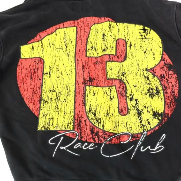 Godspeed No.13 Racing Graphic Washed Distressed Full-Zip Hoodie 29493569