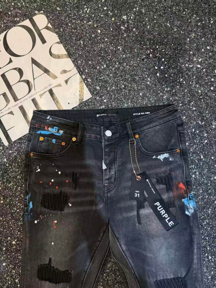 Purple Brand 1:1 quality version Washed Patched Ripped Paint Splatter Slim Flare Jeans 29493397