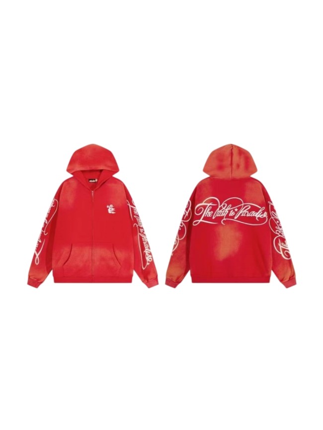 Hellstar Studio The Path to Paradise Script Print Vintage Washed Full Zip Hoodie 29493588