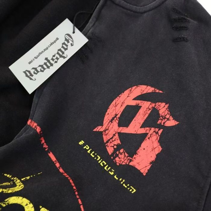 Godspeed No.13 Racing Graphic Washed Distressed Full-Zip Hoodie 29493569