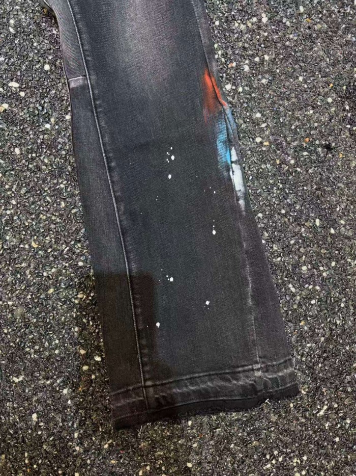 Purple Brand 1:1 quality version Washed Patched Ripped Paint Splatter Slim Flare Jeans 29493397