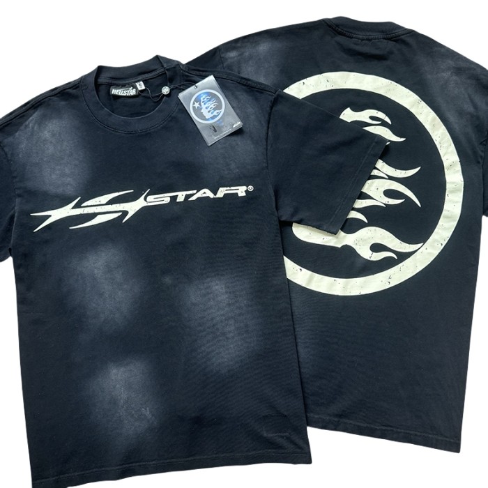 [50% Off]Hellstar Studio HS Basic Logo Washed Version Tee & Shorts Set 27748720