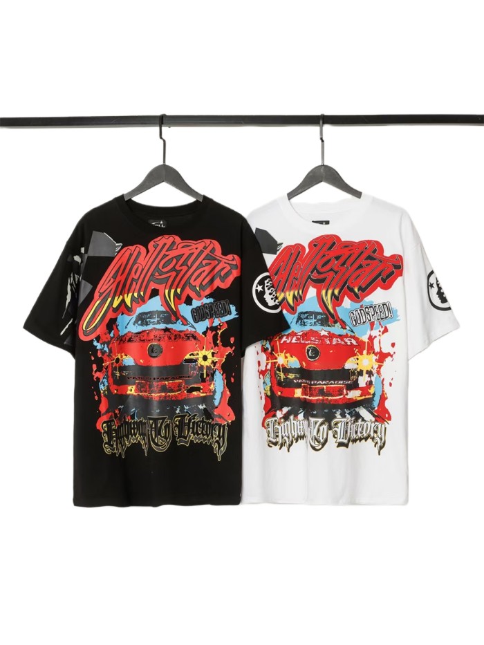 [50% Off]Hellstar Studio Racing Flag Letter Logo Print Tee 2 colors 27763554