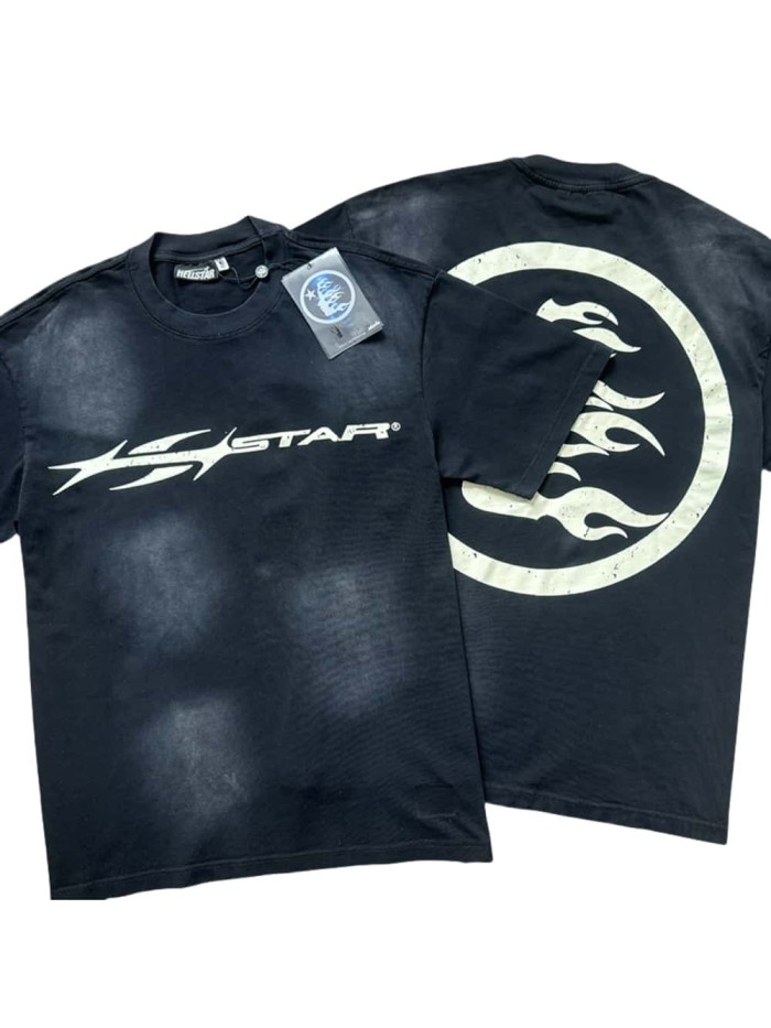 [50% Off]Hellstar Studio HS Basic Logo Washed Version Tee & Shorts Set 27748720