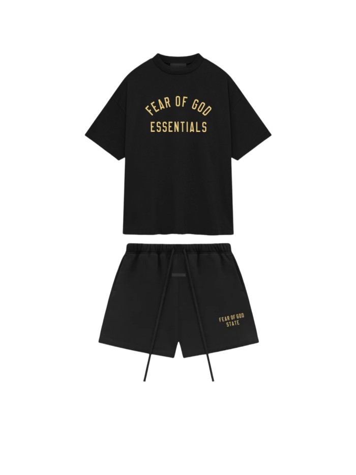 [50% Off]Fear Of God (Essentials) [Big & Tall for weights up to 220 lbs]1:1 quality version BACK TO SCHOOL Collection Letter Print Tee &  Shorts Set 4 colors 27870726