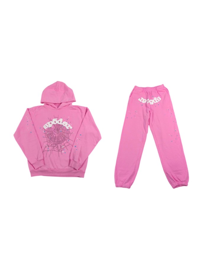 Sp5der 1:1 quality version Pink OG Spider Web Hoodie & Pants set 27094447