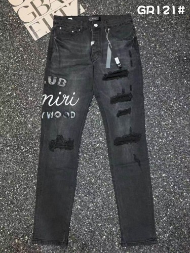 Amiri 1:1 quality version Hollywood Club Letter Embroidered Patch Ripped Skinny Jeans 29499638