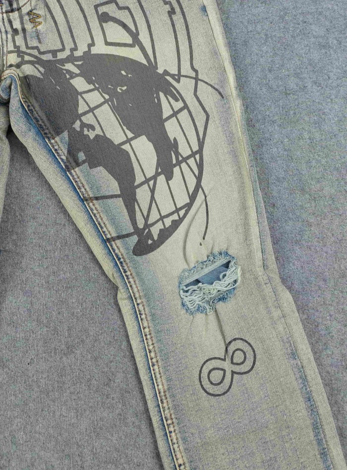 Ksubi Earth Outline 1999 Print Washed Jeans 29344229