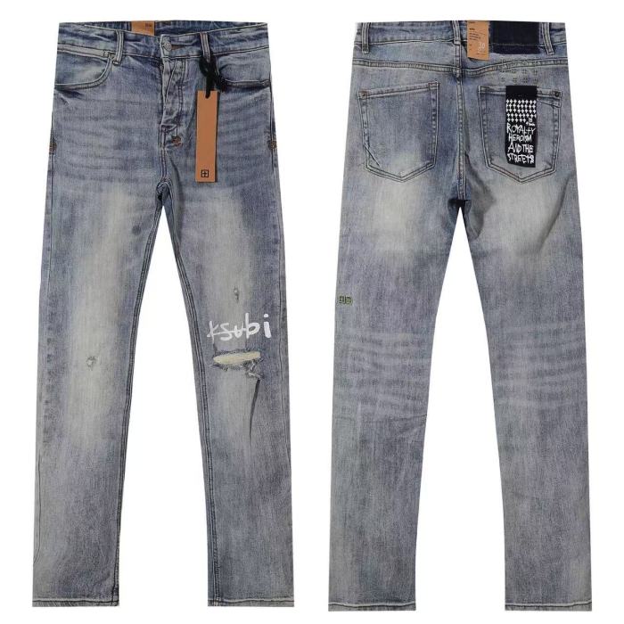 Ksubi 1:1 quality version Wash Script Logo Print Ripped Distressed Patch Slim Skinny Jeans 29499675