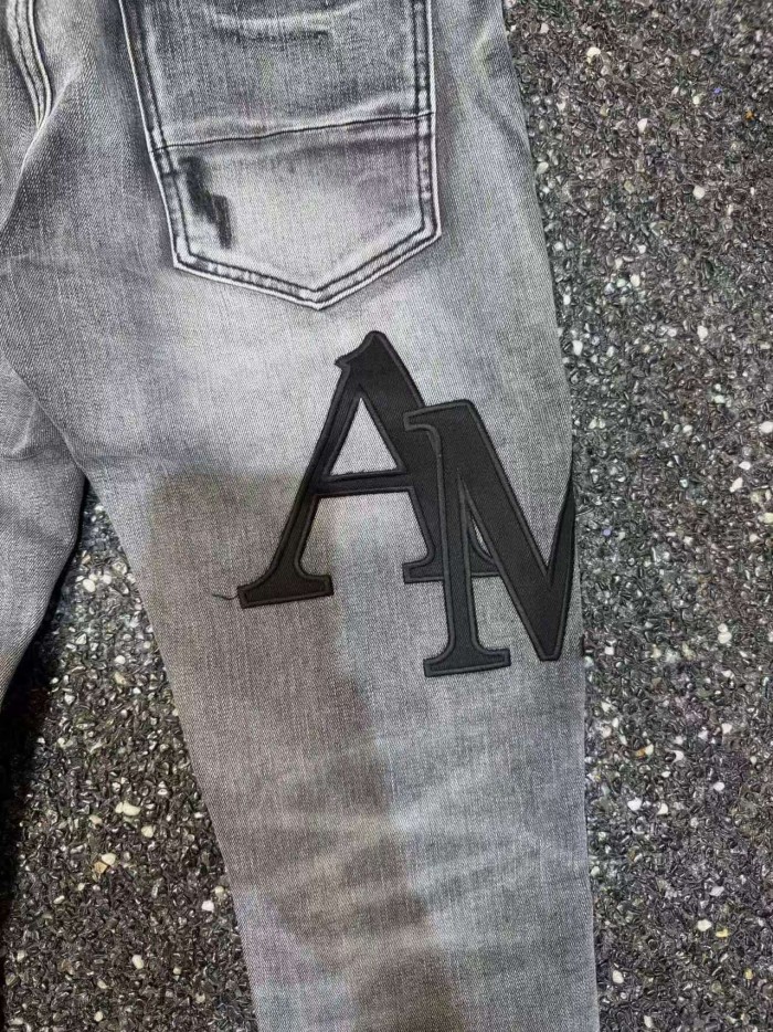 Amiri 1:1 quality version Wash Letter Patch Ripped Distressed Slim Skinny Jeans 29499628