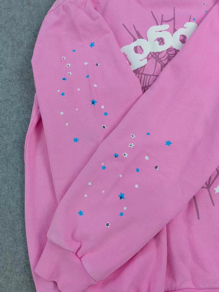 Sp5der 1:1 quality version Pink OG Spider Web Hoodie & Pants set 27094447