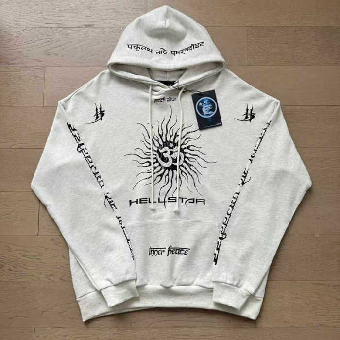 Hellstar Studio Sun OM Sanskrit Print Side Snap Button hoodie & pants set 29499946