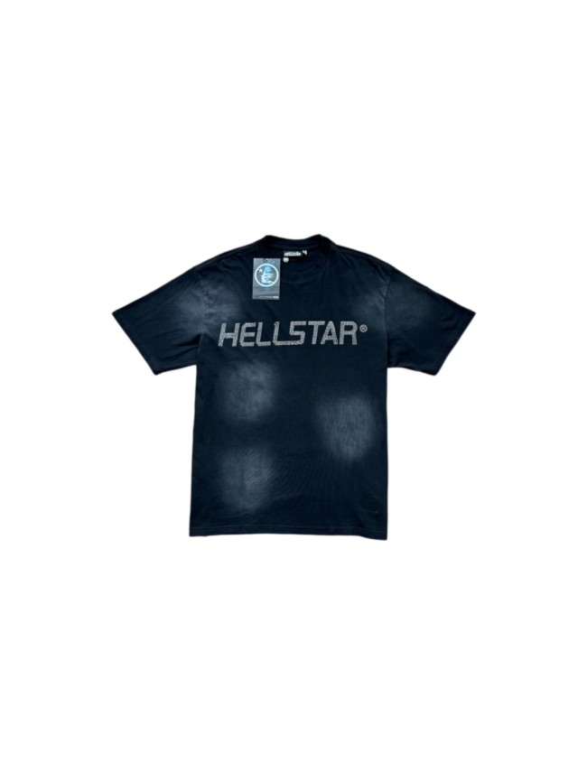 Hellstar Studio Vintage Wash Rhinestone Flame Face Star Graphic Loose Unisex Tee 29499961