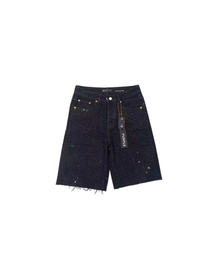[50% Off]Purple Brand 1:1 quality version Black Diamond Denim Shorts 27940112