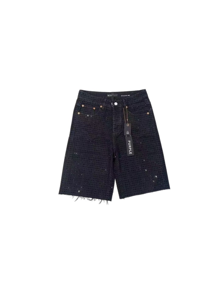 [50% Off]Purple Brand 1:1 quality version Black Diamond Denim Shorts 27940112