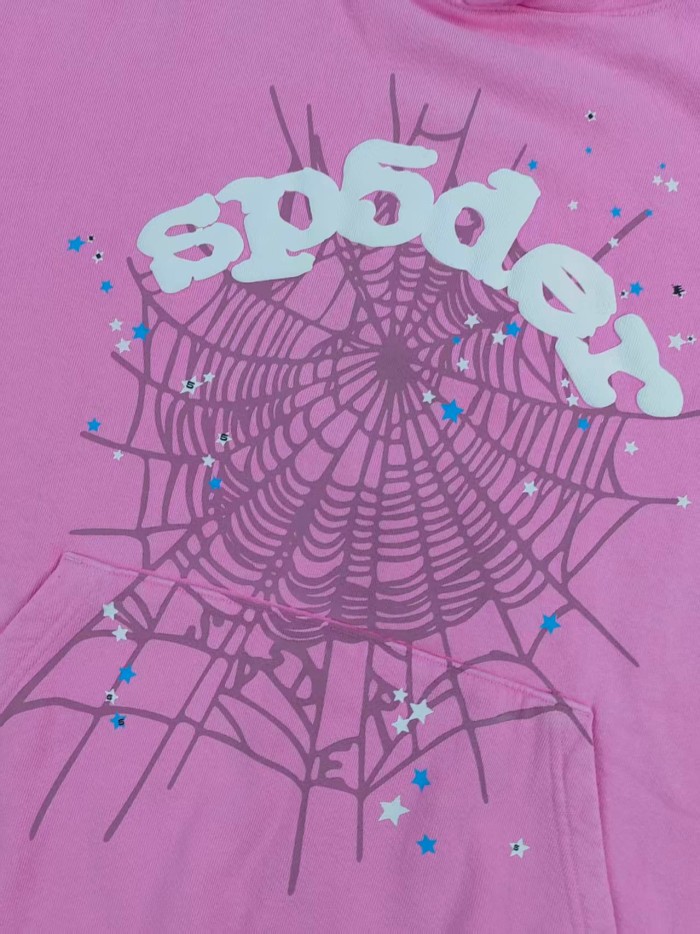 Sp5der 1:1 quality version Pink OG Spider Web Hoodie & Pants set 27094447