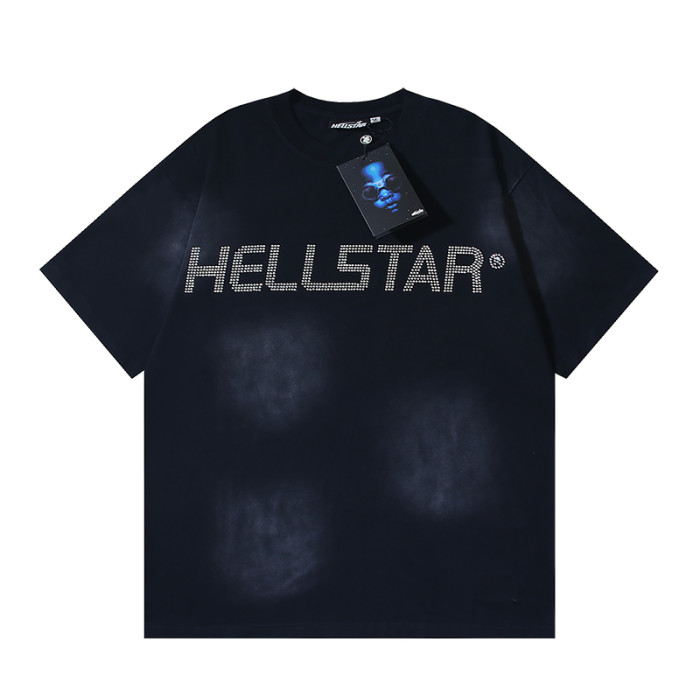 Hellstar Studio Vintage Wash Rhinestone Flame Face Star Graphic Loose Unisex Tee 29499961