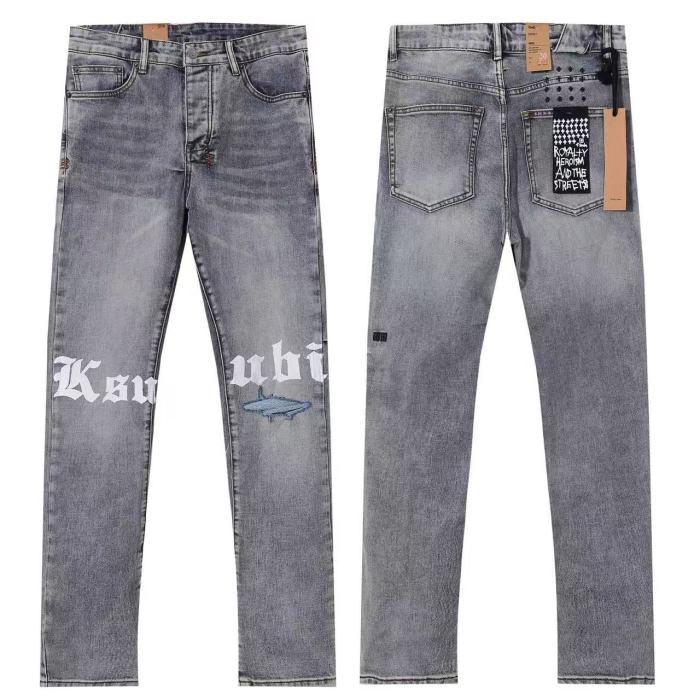 Ksubi 1:1 quality version Wash Gothic Letter Print Shark Ripped Distressed Slim Skinny Jeans 29499706