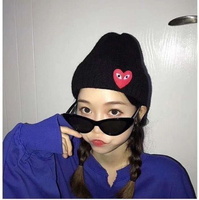 Cdg Play Heart Eye Embroidered Logo Ribbed Cuffed Unisex Knit Beanie 29499068