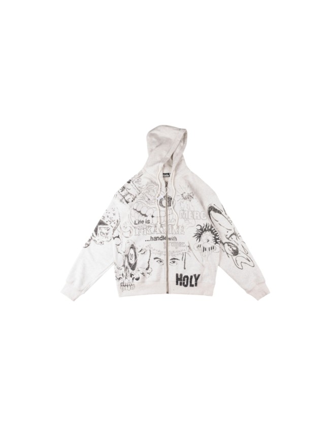 Hellstar Studio 1:1 quality version All Over Sketch Doodle Print Front Back Leopard Graphic Hoodie 29500100