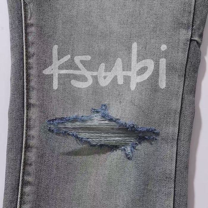 Ksubi 1:1 quality version Wash Script Logo Print Shark Ripped Distressed Slim Skinny Jeans 29499754