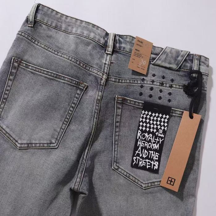 Ksubi 1:1 quality version Wash Gothic Letter Print Shark Ripped Distressed Slim Skinny Jeans 29499706