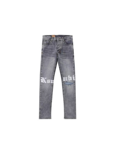 Ksubi 1:1 quality version Wash Gothic Letter Print Shark Ripped Distressed Slim Skinny Jeans 29499706