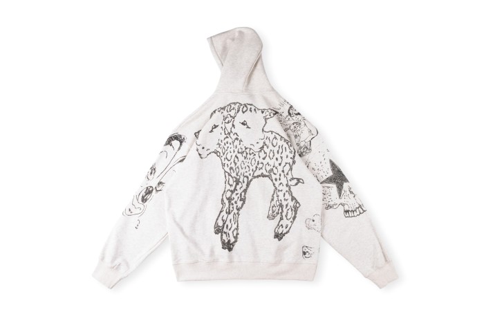 Hellstar Studio 1:1 quality version All Over Sketch Doodle Print Front Back Leopard Graphic Hoodie 29500100
