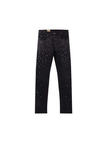 Ksubi 1:1 quality version Silver Cross Stud Rhinestone Scatter Decor Slim Skinny Jeans 29501074