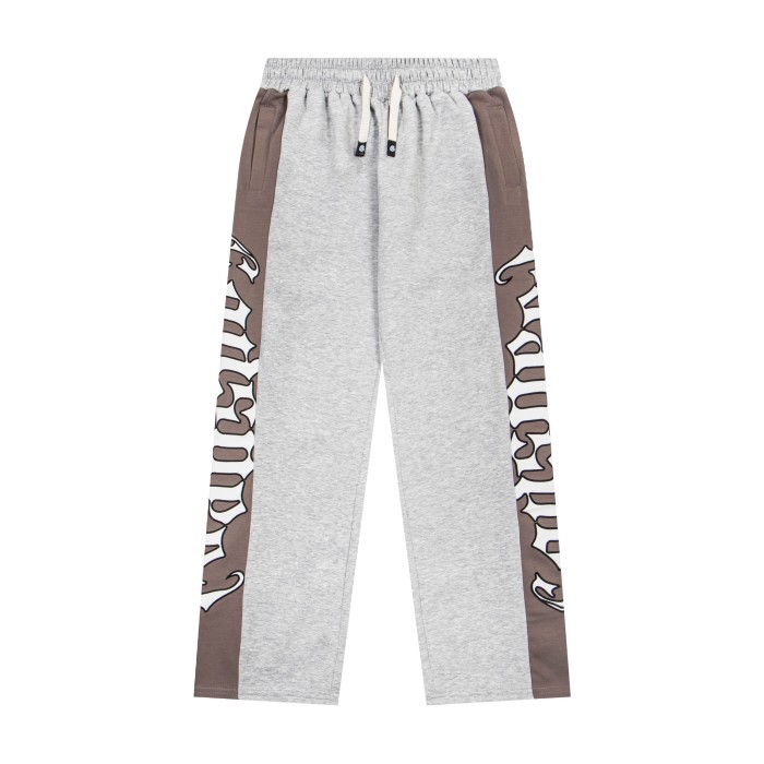 Godspeed Color Block Side Stripe Gothic Letter Print Elastic Drawstring Wide Leg Sweatpants 4 colors 29500847