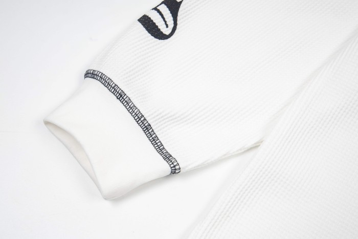 Godspeed Gothic Letter Plain Sleeve Gothic Letter Print Waffle Knit Long Sleeve T-Shirt 3 colors 29500767