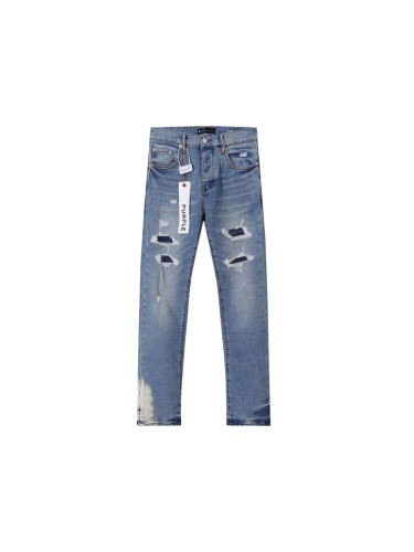 Purple Brand 1:1 quality version Multi Ripped Distressed Navy Underlay Bleached Hem Skinny Jeans 29500993