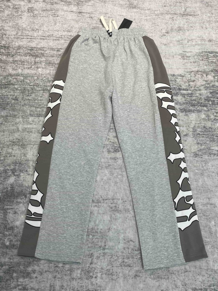 Godspeed Color Block Side Stripe Gothic Letter Print Elastic Drawstring Wide Leg Sweatpants 4 colors 29500847