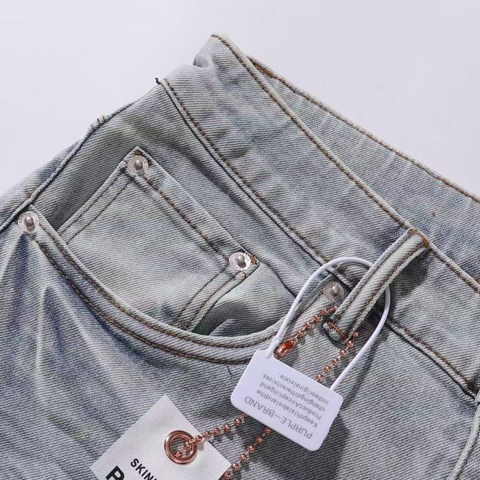 Purple Brand 1:1 quality version Wash Silver Sequin Underlay Ripped Distressed Slim Skinny Jeans 29500987