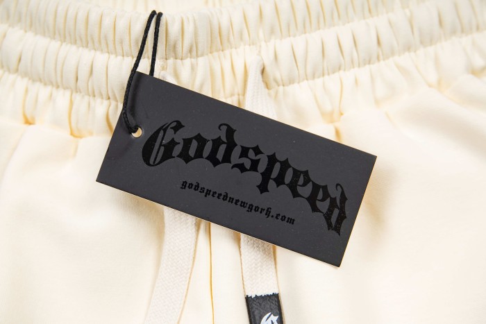 Godspeed Color Block Side Stripe Gothic Letter Print Elastic Drawstring Wide Leg Sweatpants 4 colors 29500847