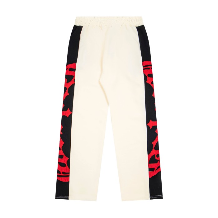 Godspeed Color Block Side Stripe Gothic Letter Print Elastic Drawstring Wide Leg Sweatpants 4 colors 29500847